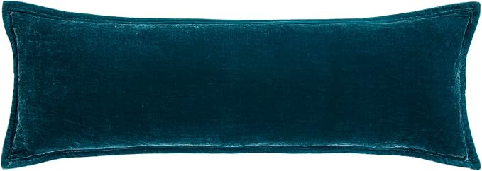 HiEnd Accents Stella Faux Silk Velvet Lumbar Pillow, 14x42 inch, Teal, Romantic Western Modern Tr... | Amazon (US)