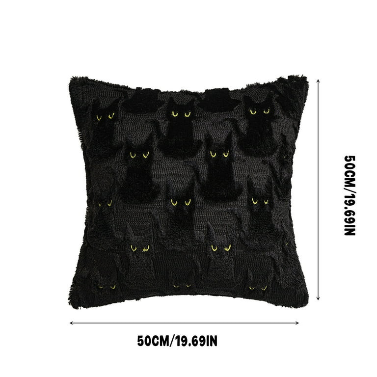 19.5*19.5in Halloween Black Cat Plush Pillow Embroidered Halloween Throw for Sofa, Dorm Room or F... | Walmart (US)