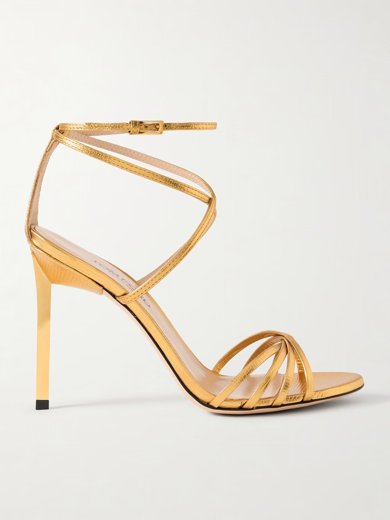 TOM FORD - Metallic Lizard-effect Leather Sandals - Gold | NET-A-PORTER (UK & EU)