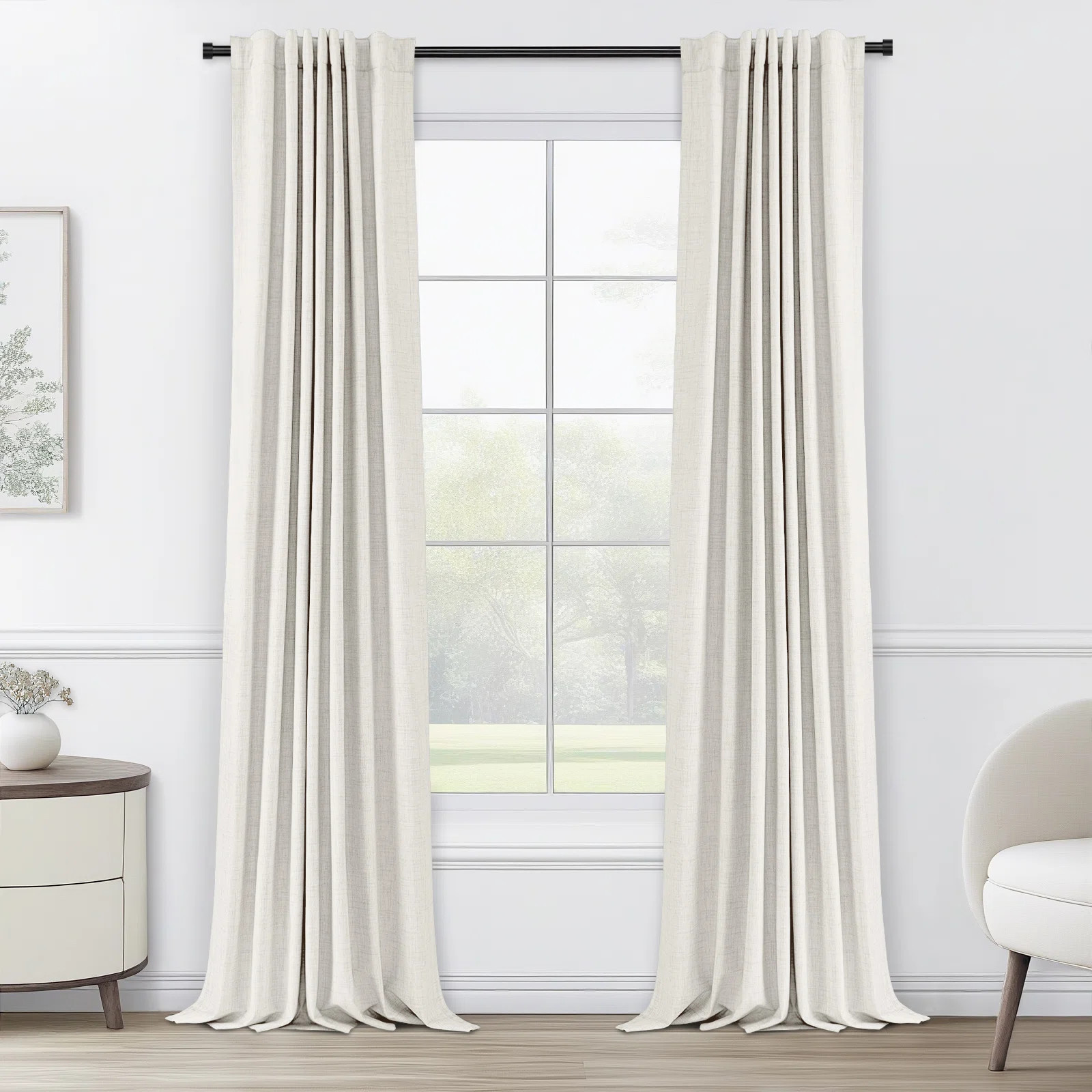 Graciella Thermal Insulated Faux Linen Textured 100% Blackout Curtains for Bedroom Living Room Ba... | Wayfair North America