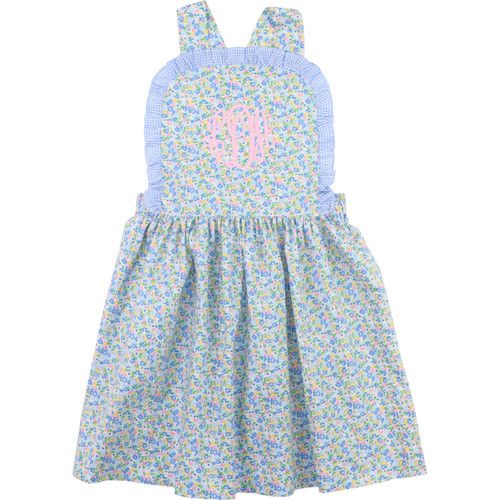 Blue Gingham Dainty Floral Dress | Cecil and Lou