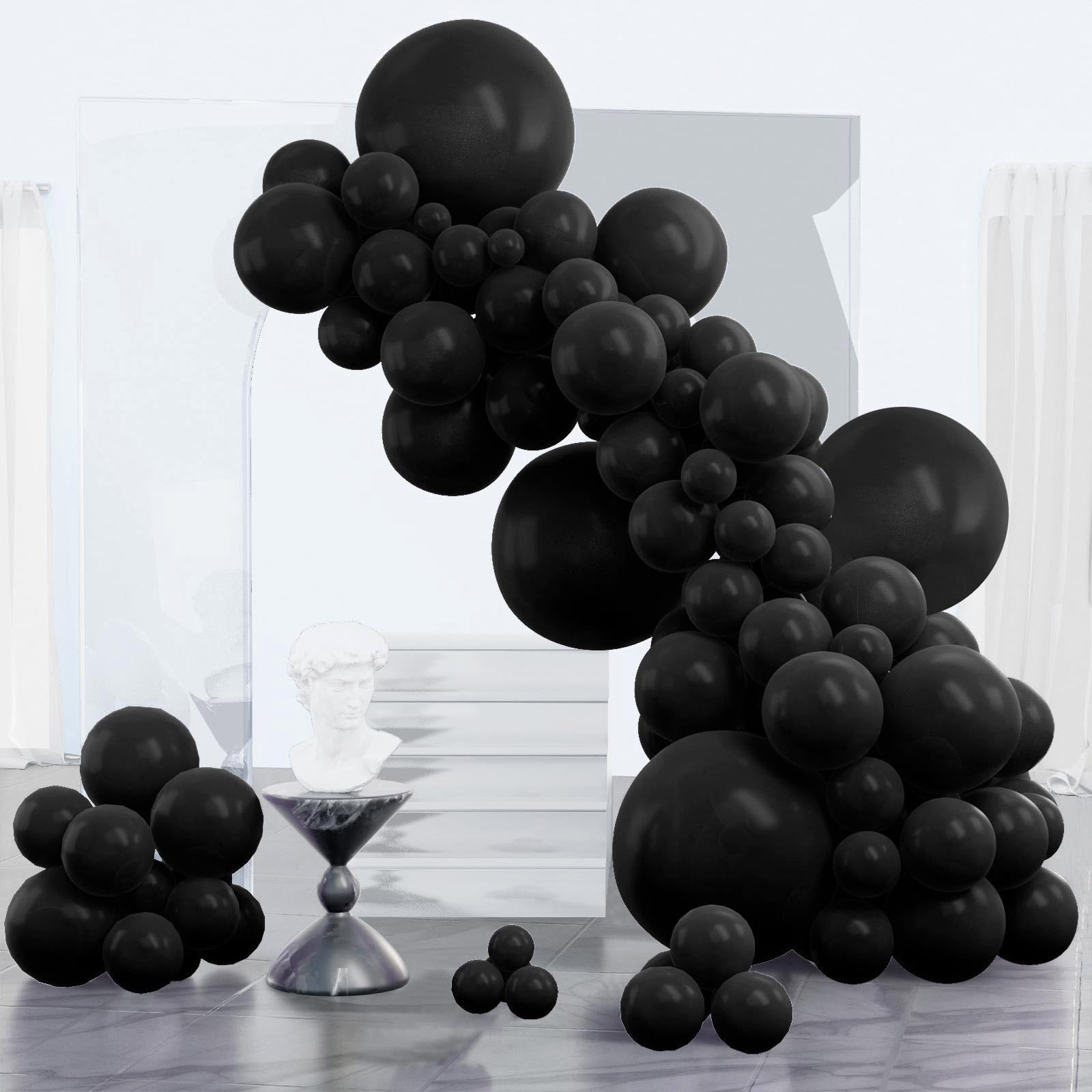PartyWoo Black Balloons 152 pcs Different Sizes Pack of 18 12 10 5 Inch Matte Black Latex Balloon... | Amazon (US)