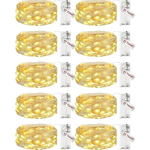 Minetom 12 Pack Fairy Lights Battery Operated String Lights, 8 Modes & Timer, 7ft 20LED Waterproo... | Amazon (US)