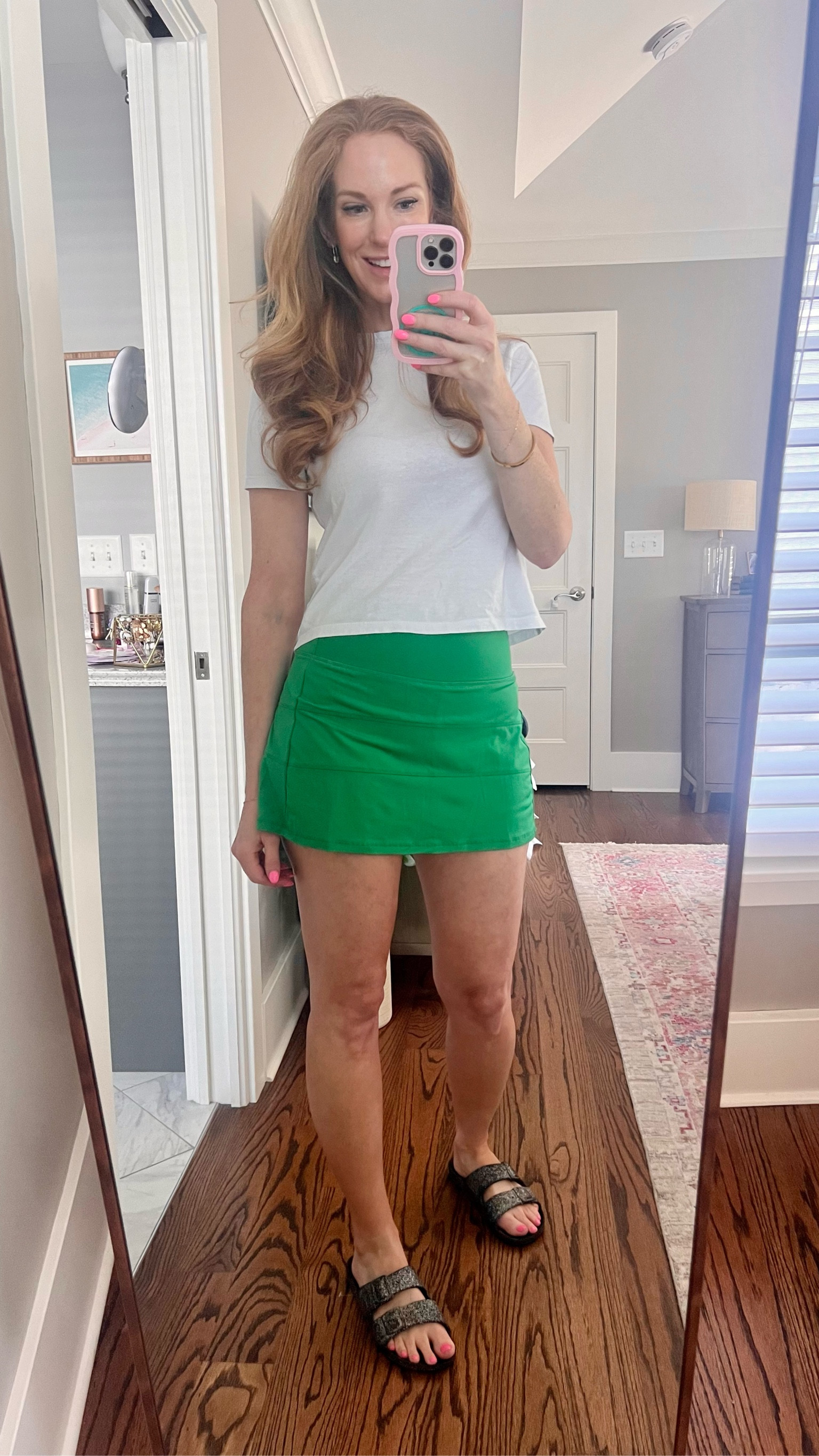 This skort from Amazon is exactly like the Pace Rival! It has all the features and pockets and comes in lots of colors! I’m wearing a medium. I also live in these sandals all summer!! 

#LTKSeasonal #LTKActive #LTKFindsUnder50