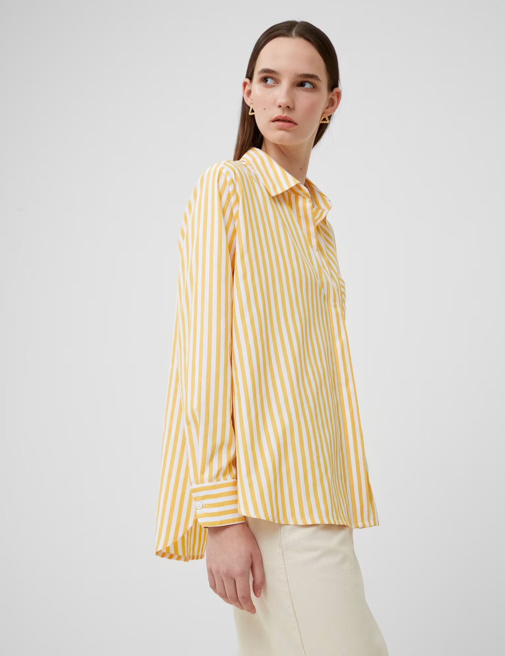 Cotton Blend Striped Relaxed Popover Blouse | Marks & Spencer (UK)