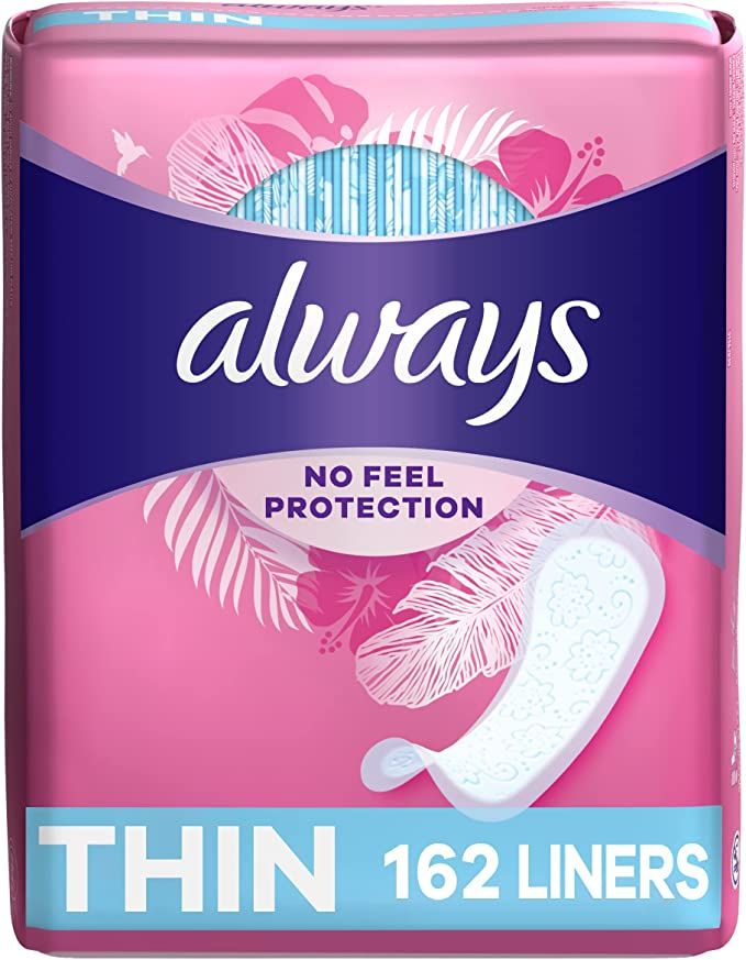 Always Thin Daily Panty Liners For Women, Light Absorbency, Unscented, 162 Count | Amazon (US)