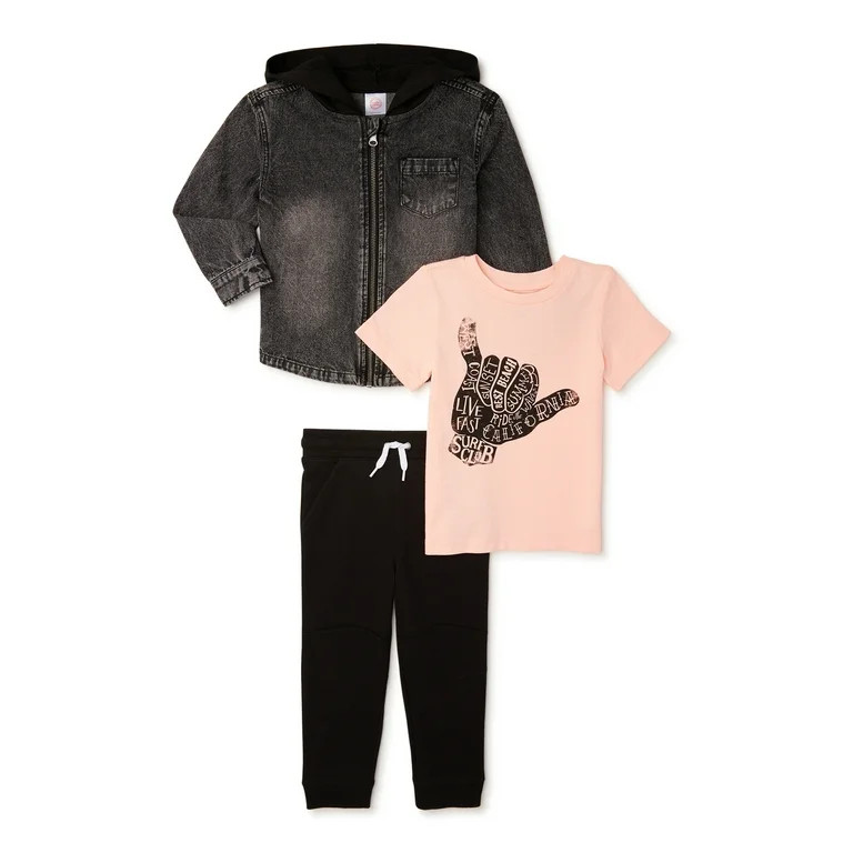 Wonder Nation Baby and Toddler Boy Jacket, T-Shirt and Joggers, 3-Piece Outfit Set, Sizes 12M-5T | Walmart (US)