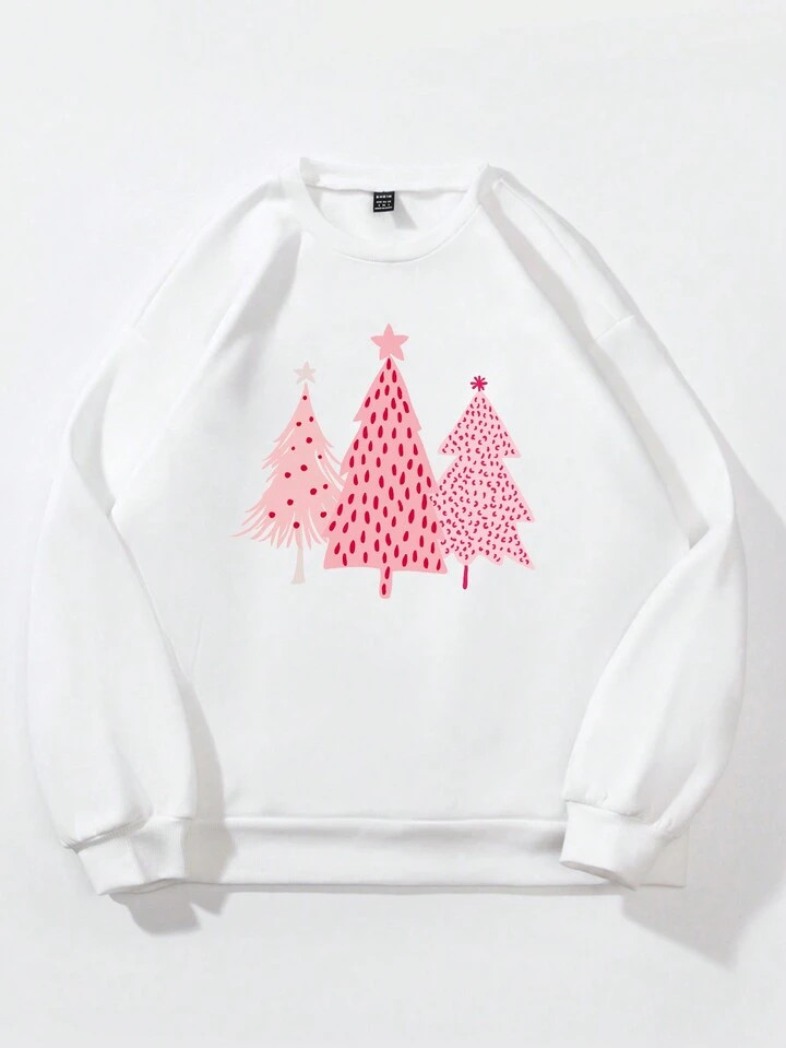 Christmas Tree Print Thermal Lined Sweatshirt | SHEIN