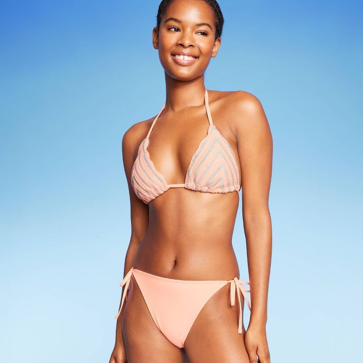 Women's Crochet Triangle Bikini Top - Wild Fable™ Peach | Target
