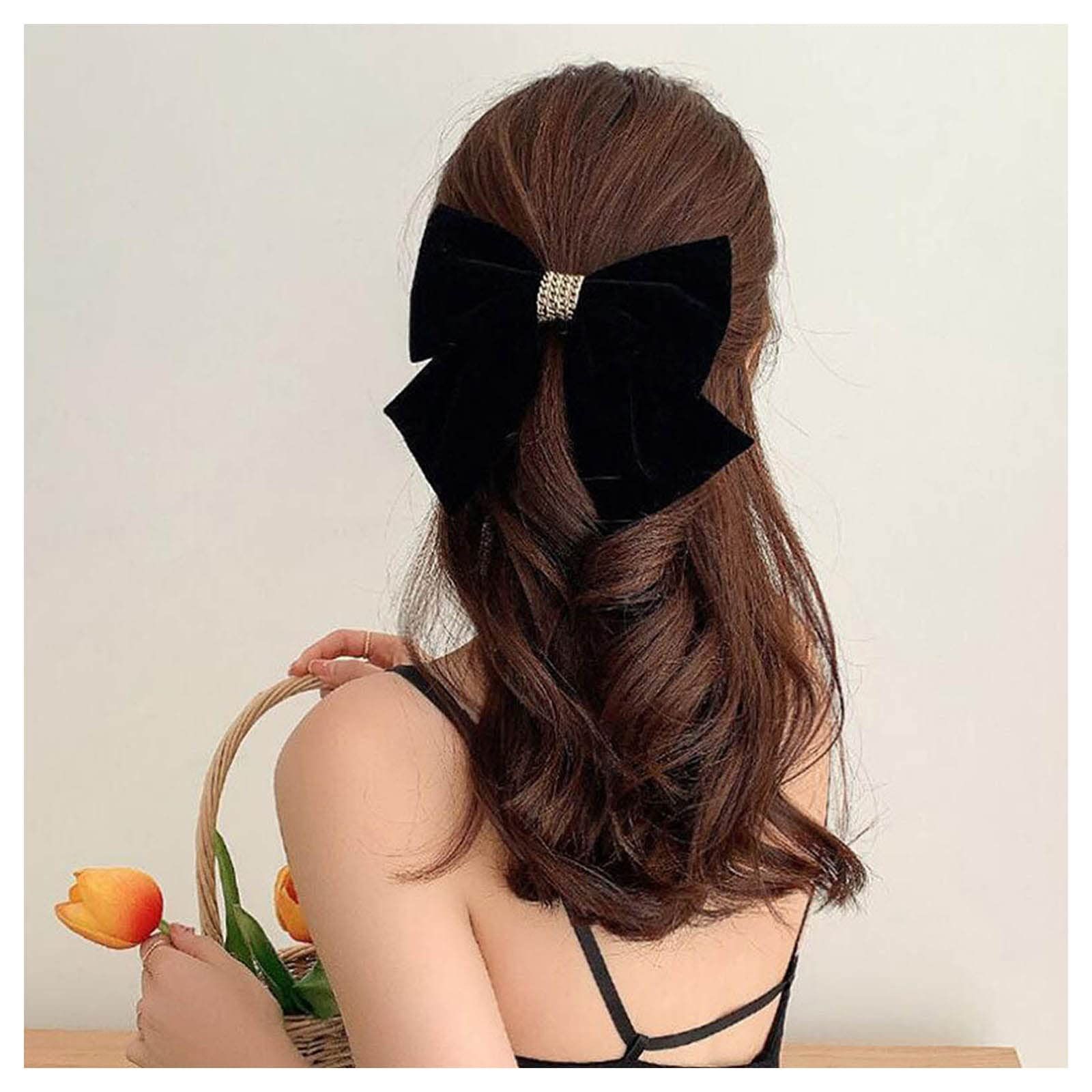 Inilbran Vintage Satin Bow Hair Barrettes Large Velvet Bow Hair Clips Winter Ribbon Bow Headclip ... | Amazon (UK)