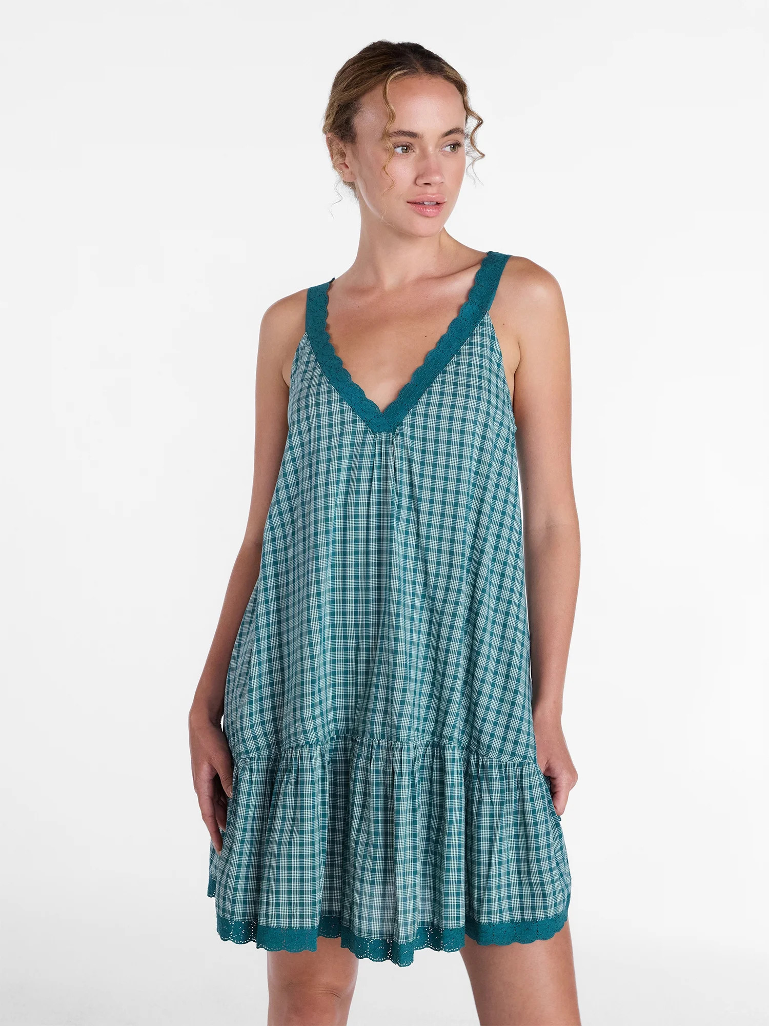 Joyspun Women’s V Neck Woven Sleep Chemise, Sizes XS-3X - Walmart.com | Walmart (US)