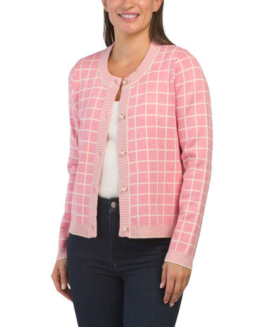 Windowpane Button Front Cardigan | TJ Maxx
