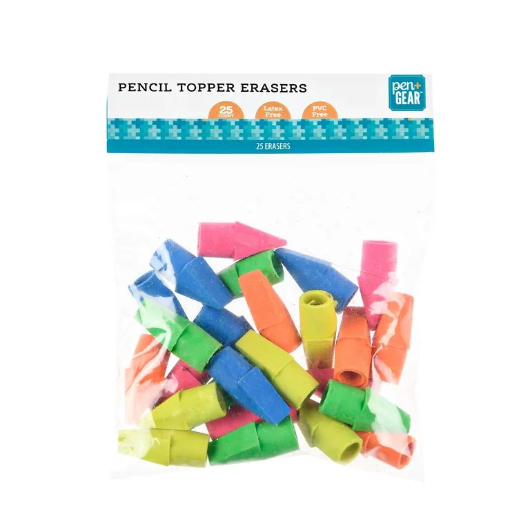 Pen+Gear Pencil Topper Erasers, Neon, 25 Count | Walmart (US)