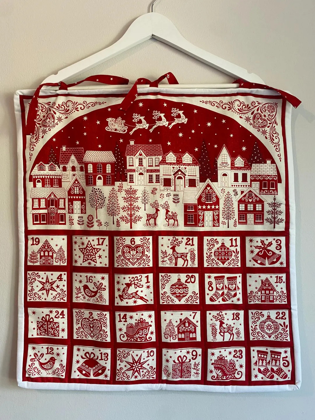 Handmade Fabric Advent Calendar, Fillable Pockets scandi, Eco, 100% Cotton, Christmas Countdown, ... | Etsy (US)