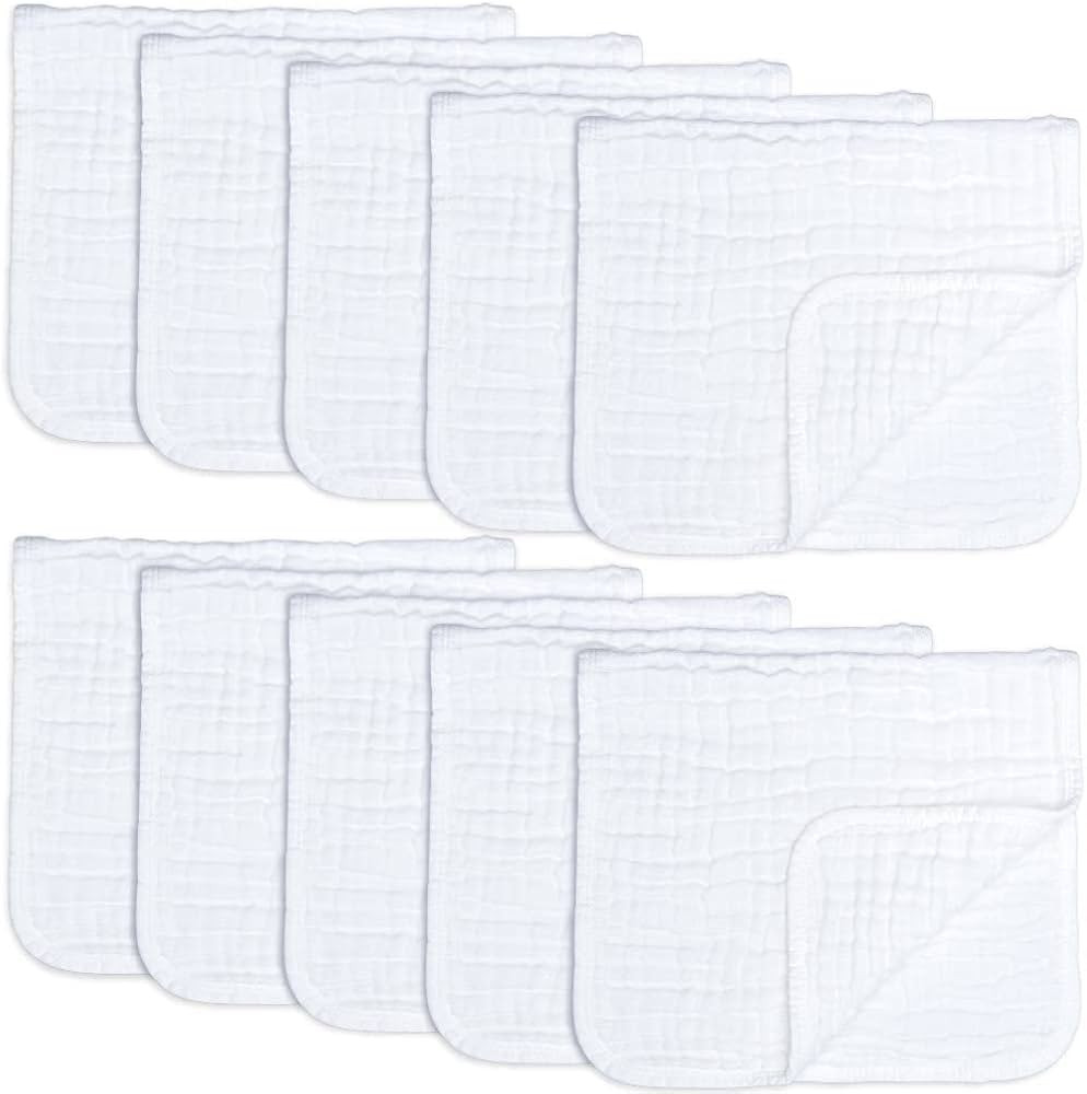 Comfy Cubs Muslin Burp Cloths Large 100% Cotton Hand Washcloths for Babies, Baby Essentials 6 Lay... | Amazon (US)