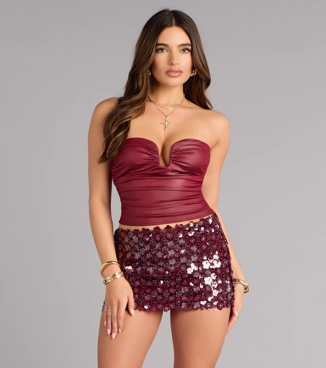 Sweet But Bold Floral Sequin Mini Skort | Windsor Stores