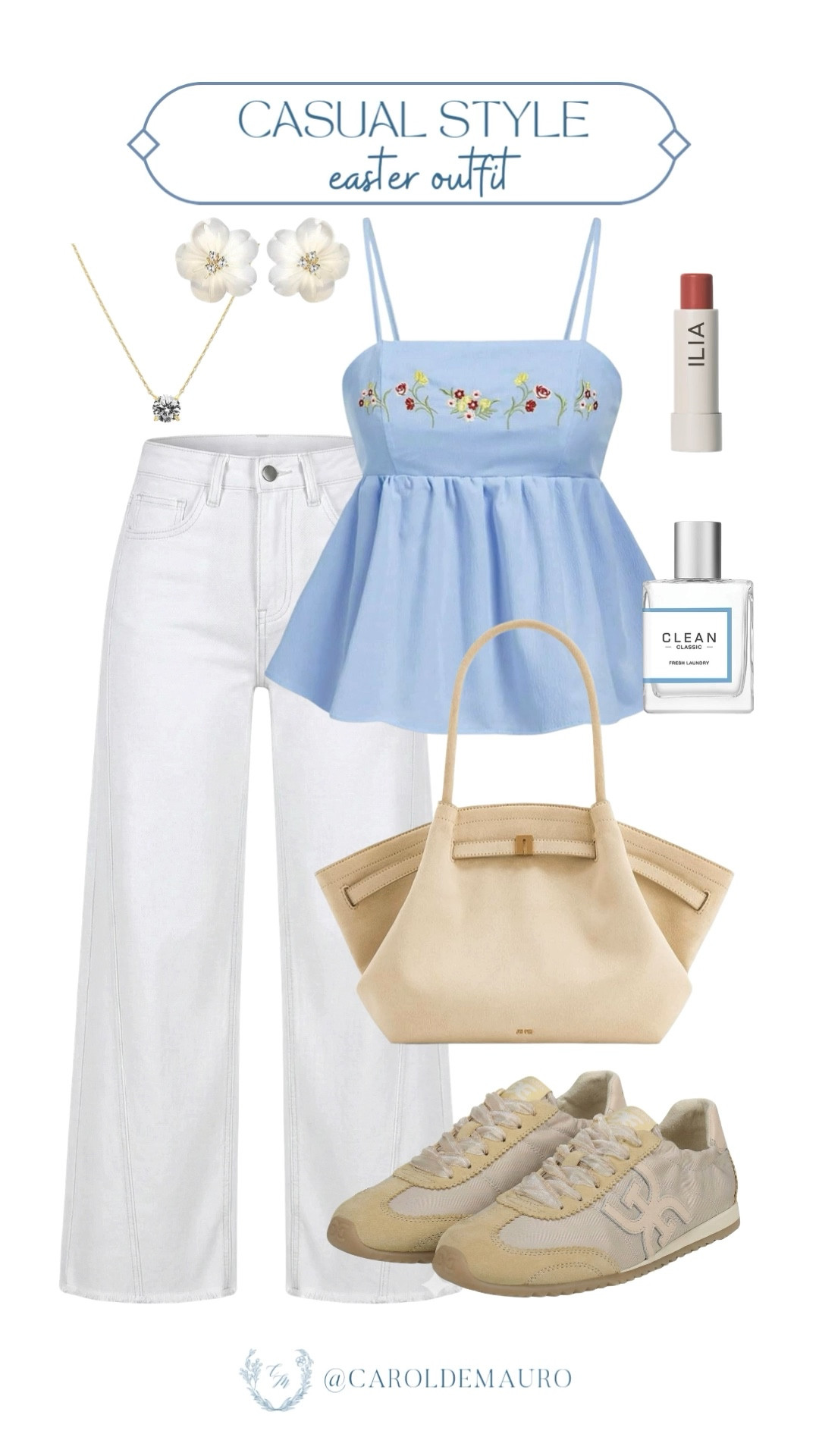 Here's a casual and cute Easter look you'll love! You can pair these crisp white wide-leg jeans with a sweet embroidered peplum top for the perfect mix of comfort and spring style.

easter outfit, pinterest inspo, fashion trend, peplum top, blue and white, fashion accessories, petite fashion, spring look

#LTKootd #LTKSeasonal #LTKU