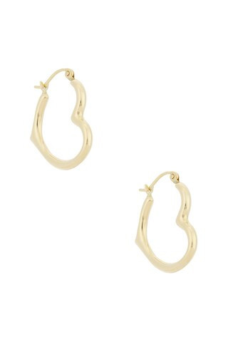 Loren Stewart XL Heart Feels Hoop Earrings in 14k Yellow Gold - Metallic Gold. Size all. | FWRD 