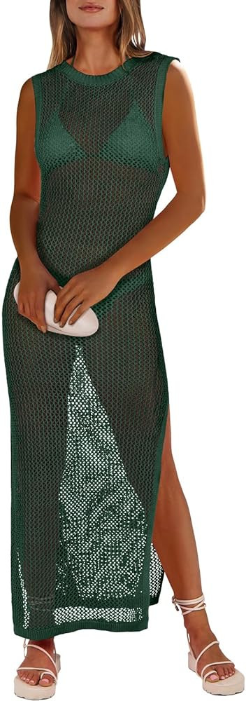 ANRABESS Womens Swimsuit Cover Up Summer Sleeveless Hollow Knit Bikini Swimwear Bathing Suit Cove... | Amazon (US)