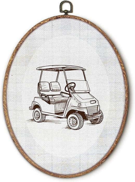 Hxlac Vintage Golf Cart Oval Wall Art Framed, Golf Nursery Oval Wall Decor, Sports Nursery Canvas... | Amazon (US)