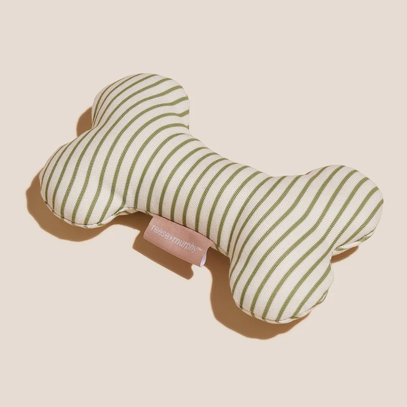 Green Striped Bone Shaped Plush Toy 8" | Reese + Murphy LLC