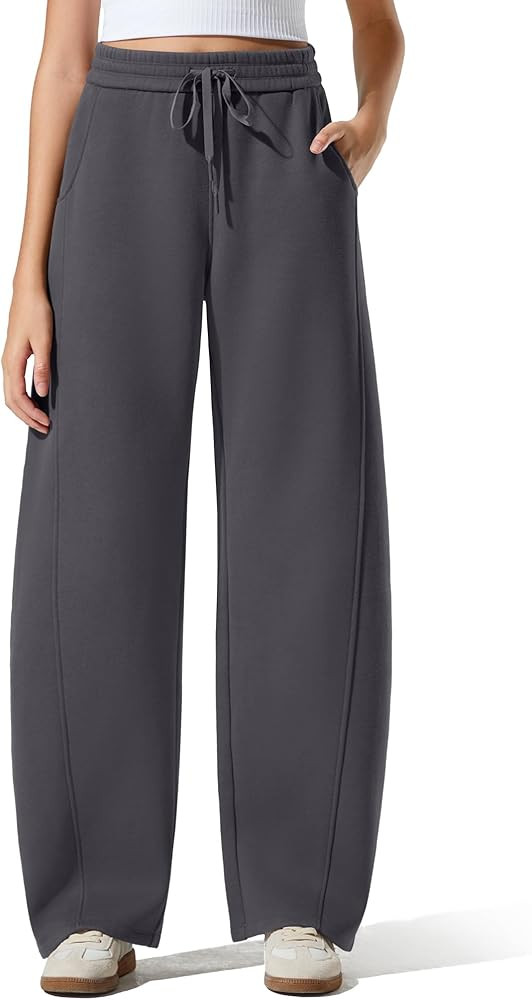 G4Free Flurrylux Fleece Lined Baggy Barrel Sweatpants Cotton Warm Wide Leg Pants with Pockets | Amazon (US)