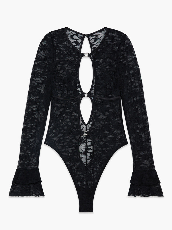 Long-Sleeve Link Up Lace Teddy | Savage x Fenty - North America