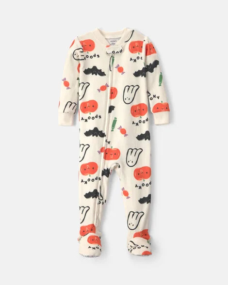 Baby Halloween Print 1-Piece Footed Pajama - Cream | Carter's Inc