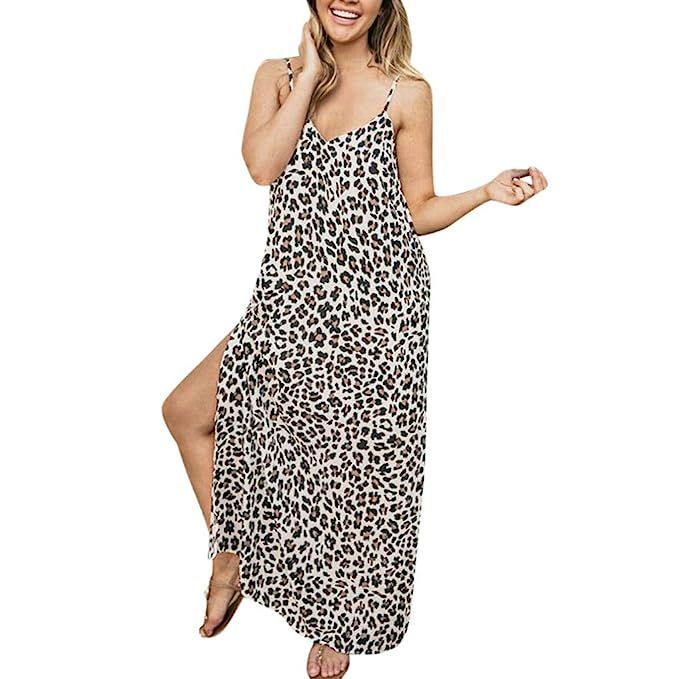 Women's Summer Dress Casual Loose Plain Leopard Print Long Maxi Dresses | Amazon (US)
