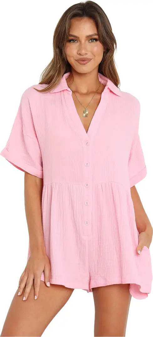 Winny Crinkle Cotton Romper | Nordstrom