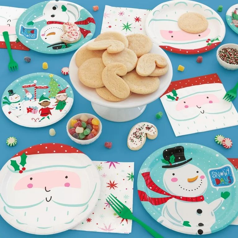 Way to Celebrate! Joyful Santa Christmas Paper Dinner Plates, 9in, 8ct - Walmart.com | Walmart (US)