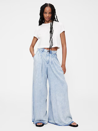 GapStudio High Rise Draped Denim Trousers | Gap (US)