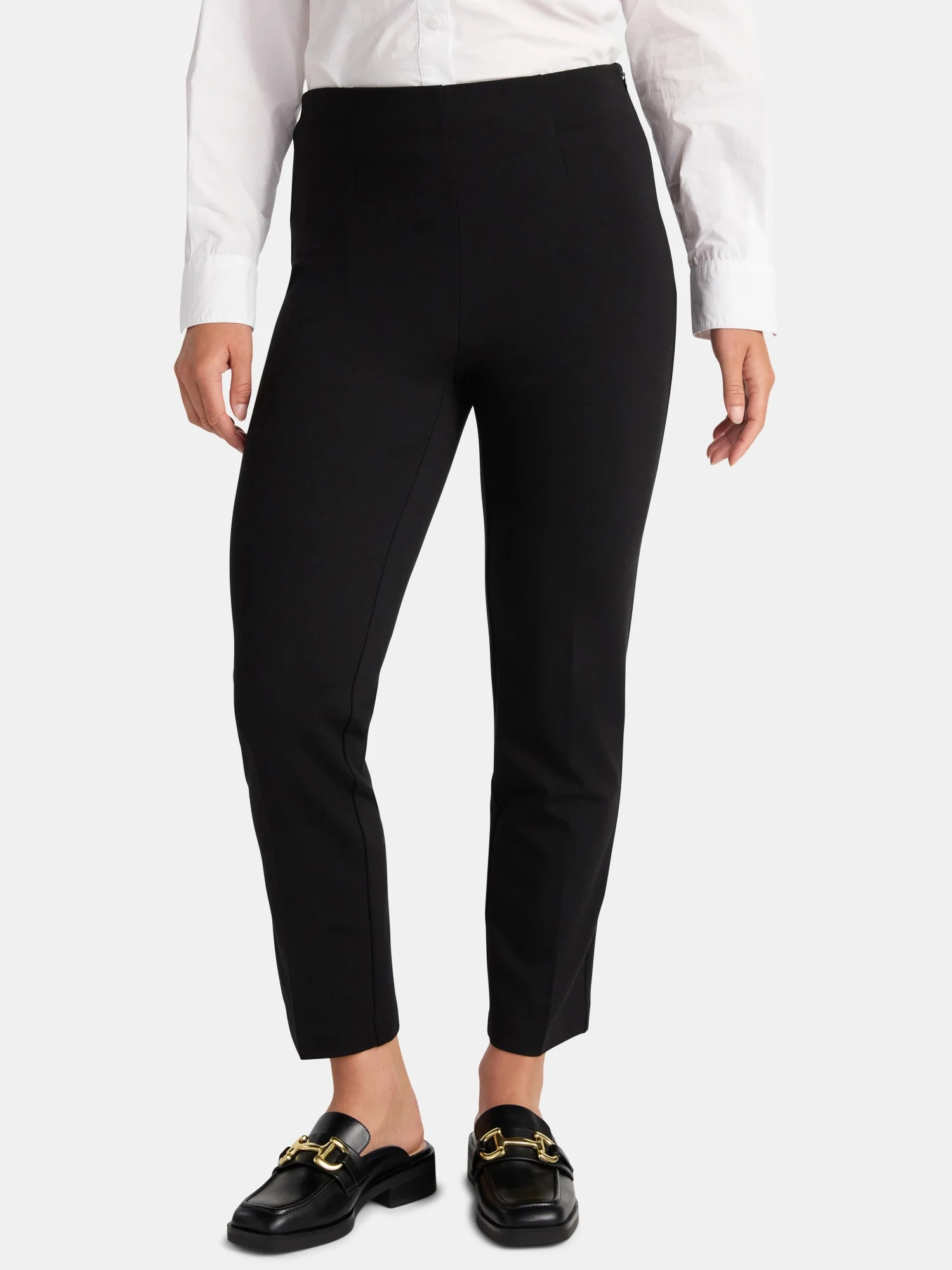 Time and Tru Women's Slim Straight Ponte Knit Dress Pants, 27” Inseam, Sizes XS-XXL | Walmart (US)