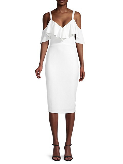 Marcella​ Ruffle Off-The-Shoulder Sheath Dress | Saks Fifth Avenue OFF 5TH