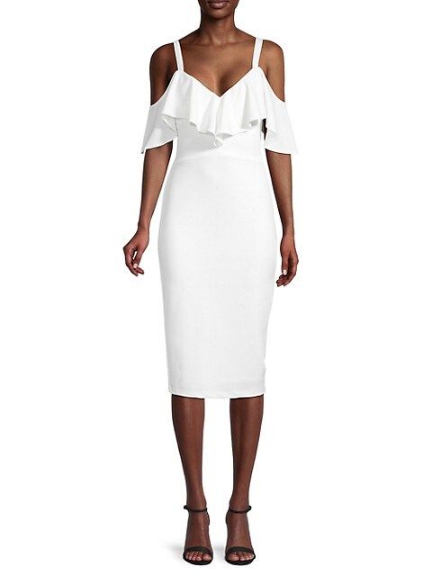 Marcella​ Ruffle Off-The-Shoulder Sheath Dress | Saks Fifth Avenue OFF 5TH (Pmt risk)