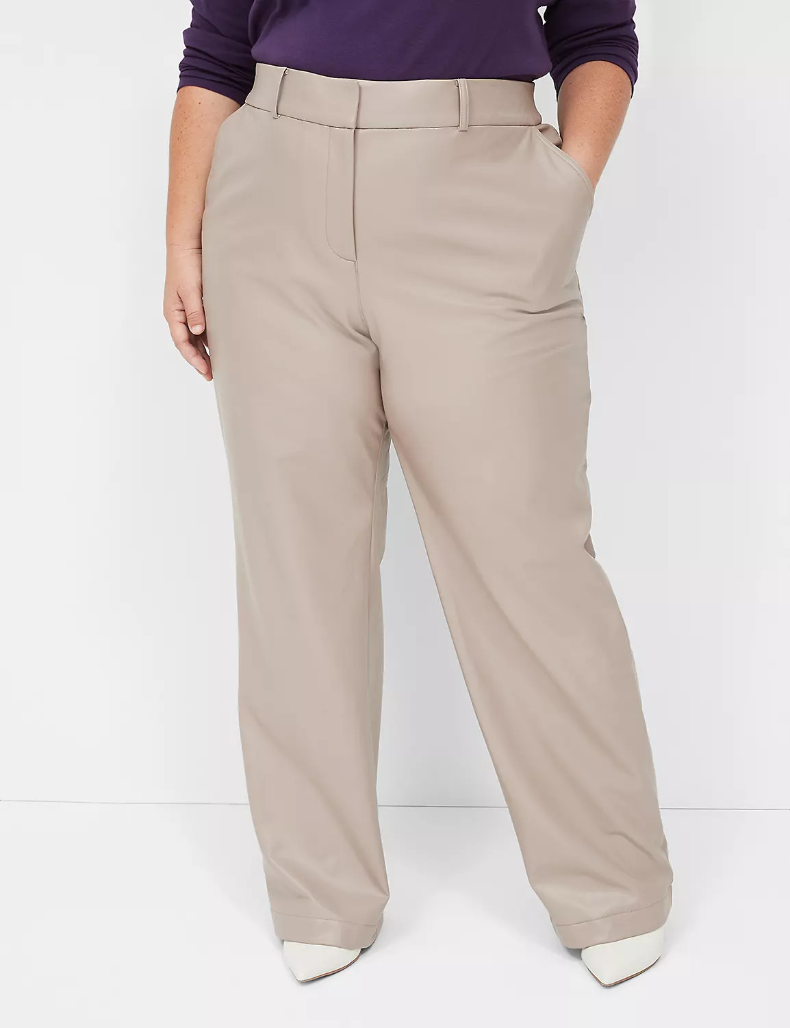 Lane Bryant Faux-Leather Straight Leg Pant 20L Taupe | Lane Bryant (US)