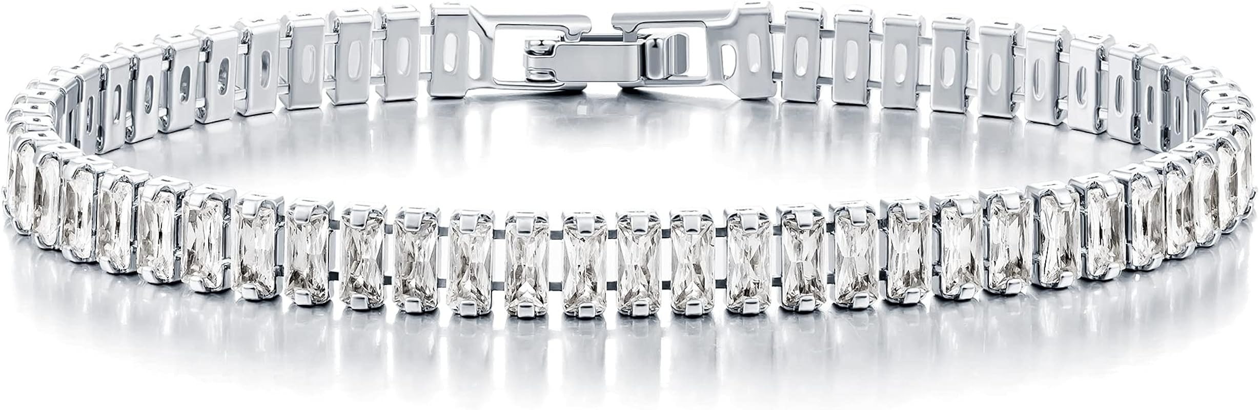 Tewiky Cross Bracelet for Women Dainty 14k Gold Cubic Zirconia Classic Tennis Bracelet Cute Gold Tin | Amazon (US)