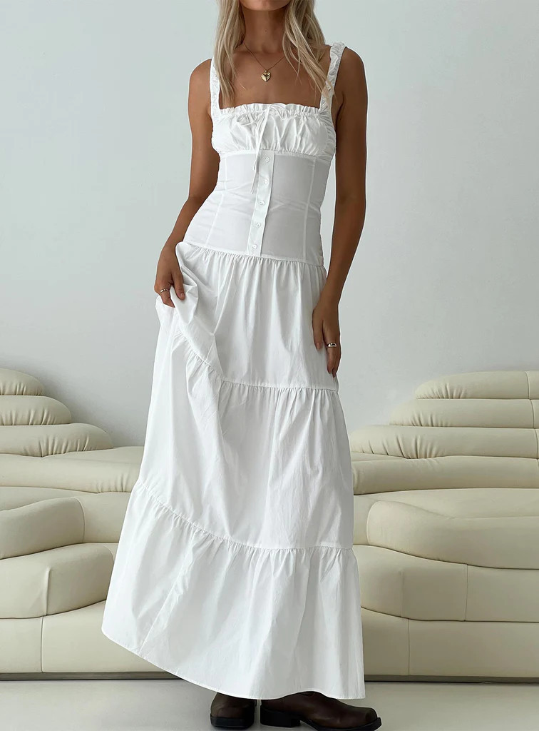 Heart Shaped Maxi Dress White | Princess Polly AU