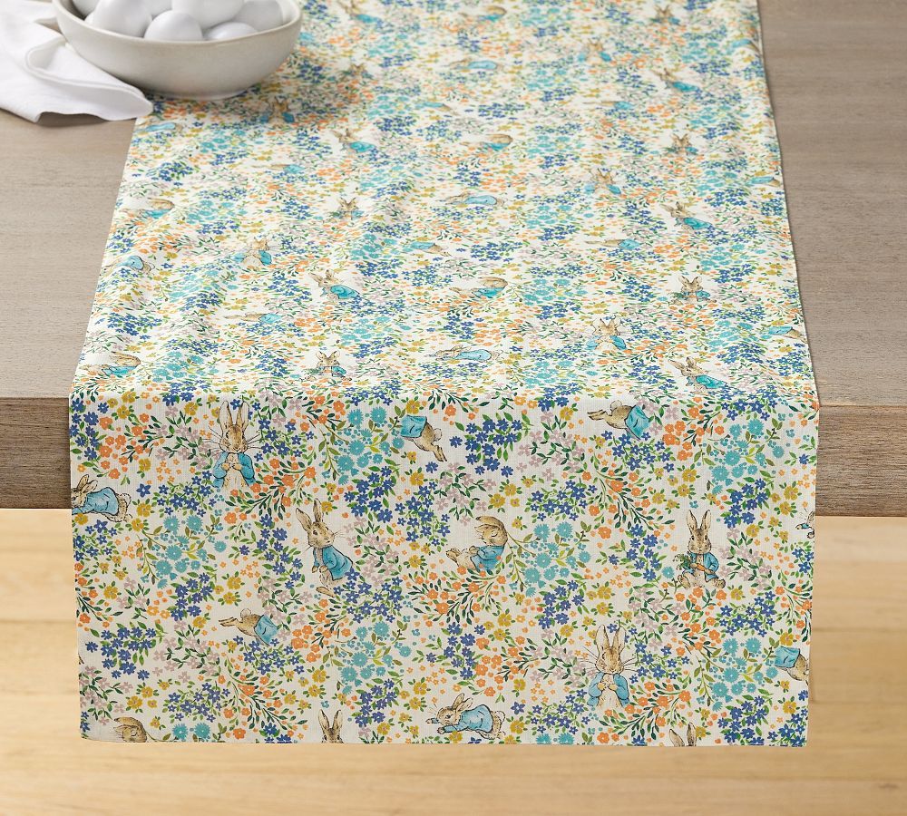 Peter Rabbit™ Floral Cotton/Linen Table Runner | Pottery Barn (US)