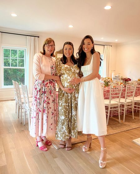 Kat Jamieson shares baby shower dresses. Midi dress, spring sundress, florals, white dress. 

#LTKSeasonal #LTKbaby #LTKbump