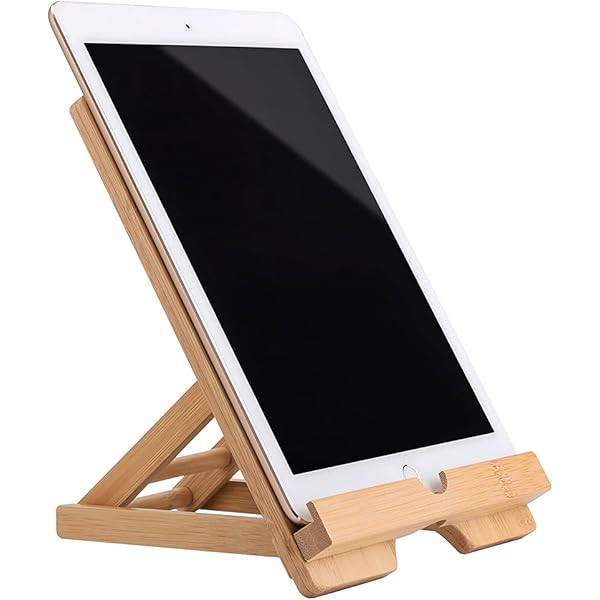 Bamboo Tablet Stand Adjustable, Pezin & Hulin Desktop Cell Phone Stand Holder Dock Compatible with P | Amazon (US)