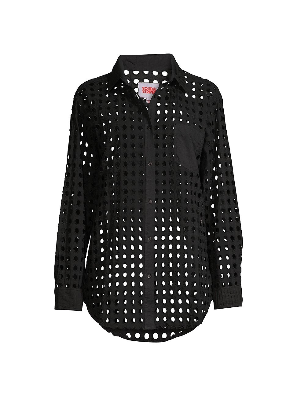 Women's The Oxford Tunic Cotton Cut-Out Long-Sleeve Shirt - Blackout - Size Large | Saks Fifth Avenue