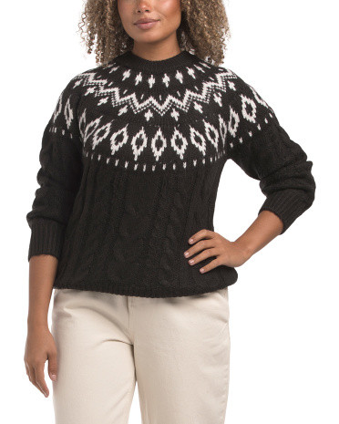 Ribbed Crew Neck Patterned Sweater | TJ Maxx