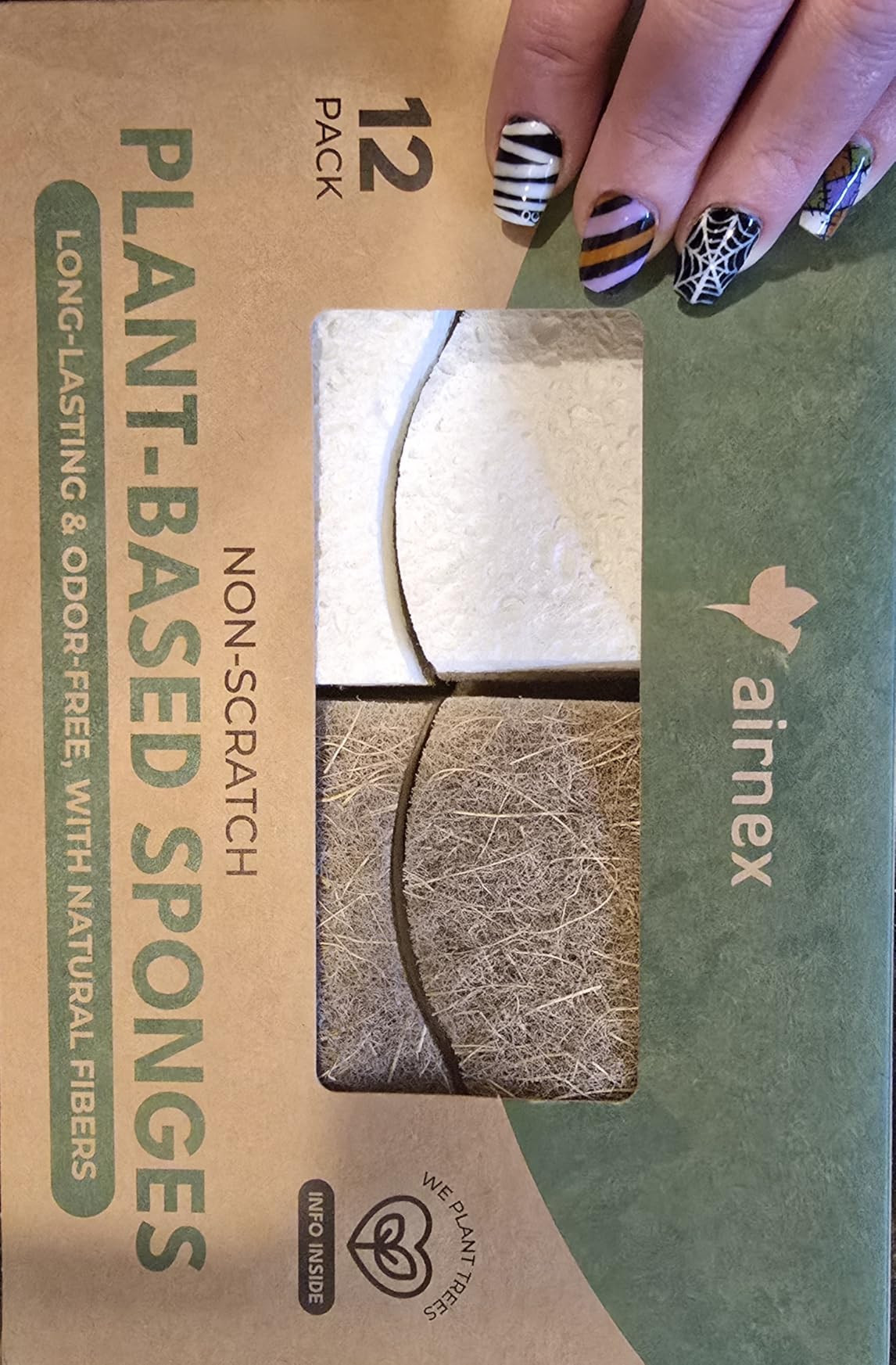 Biodegradable Natural Kitchen Sponge - Compostable Cellulose and Coconut Walnut Scrubber Sponge (12 Pack) | Amazon (US)