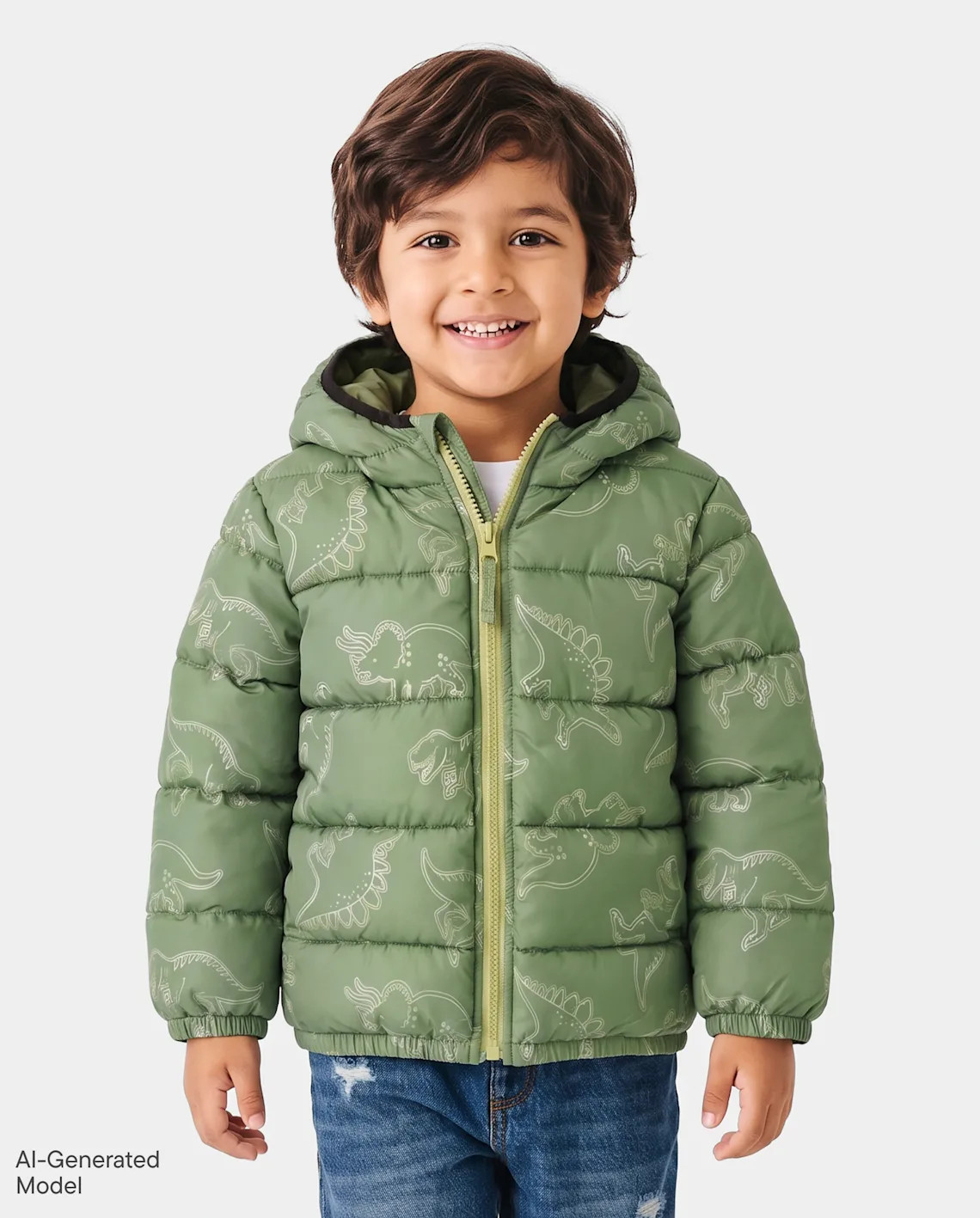 Toddler Boys Print Hooded Puffer Jacket - green | The Children's Place