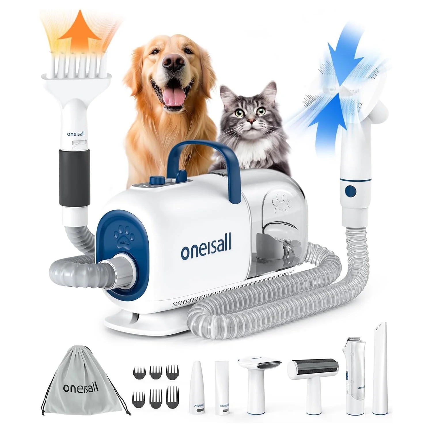 Oneisall BM1 Dog Grooming Vacuum for Shedding & Drying Trimming Pet Hair, 8 In 1 Pet Grooming Vac... | Walmart (US)