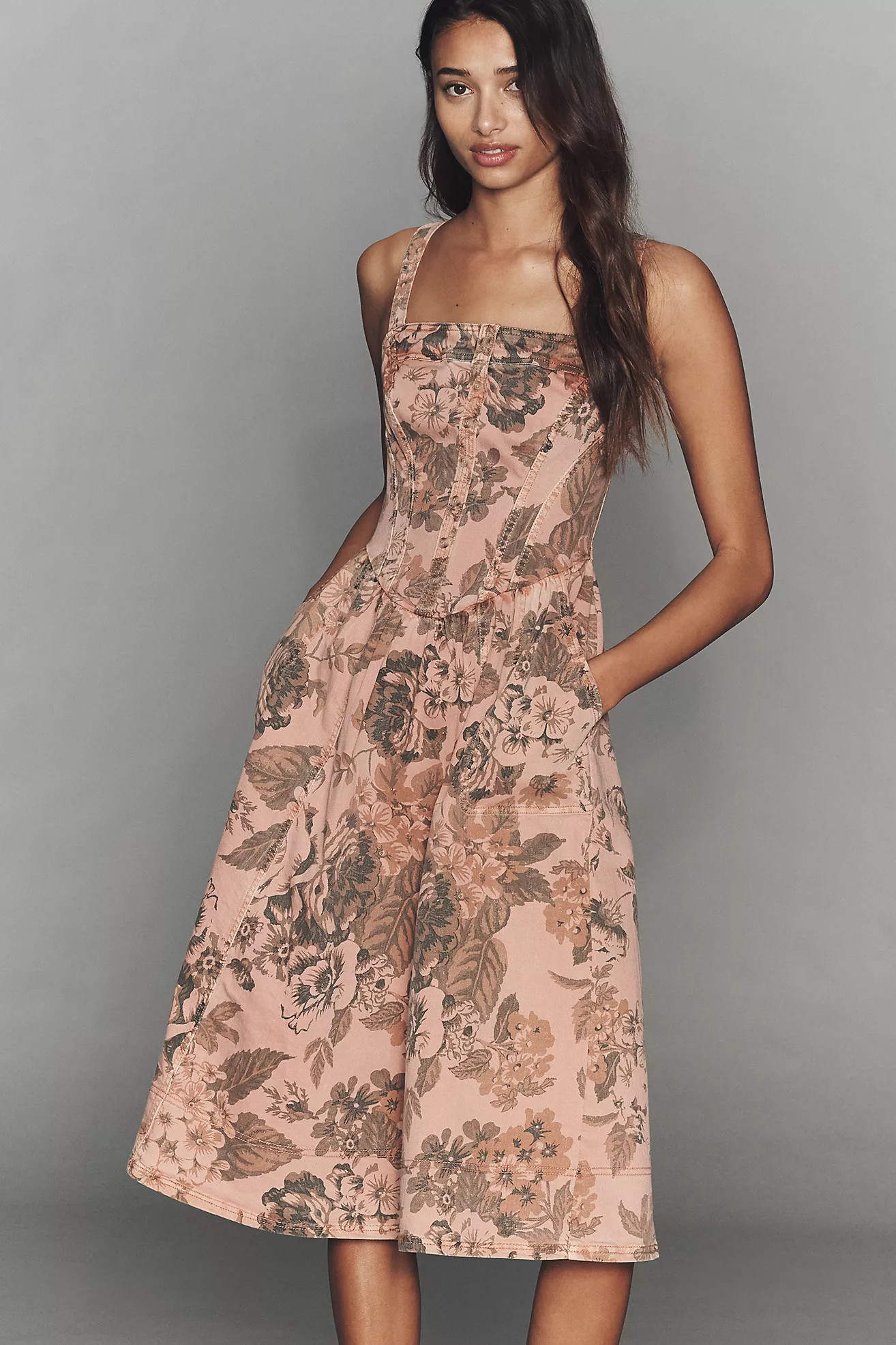 Pilcro Square-Neck Bustier Midi Dress | Anthropologie (US)