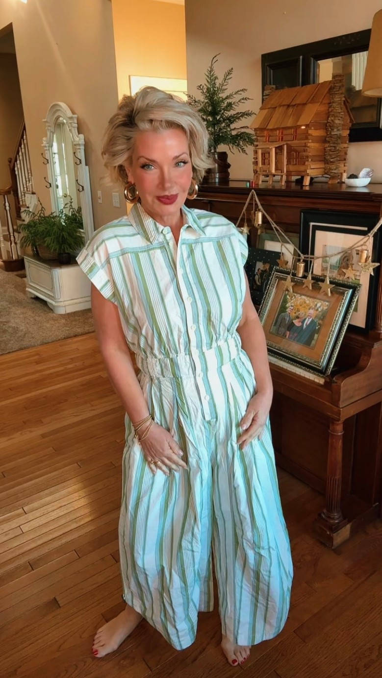 This Anthropologie jumpsuit is doing that effortless, pulled-together thing without even trying. The soft green and cream stripes feel fresh, clean, and very porch-with-sweet-tea approved. 

#LTKSaleAlert #LTKgrwm #LTKSeasonal