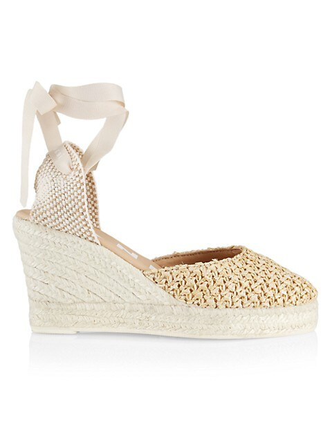 Valenciana Raffia Ankle-Tie Wedges | Saks Fifth Avenue