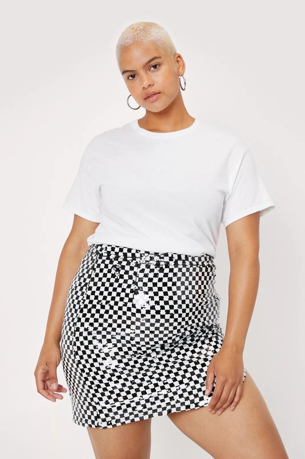 Plus Size Sequin Checkerboard Mini Skirt | Nasty Gal (US)